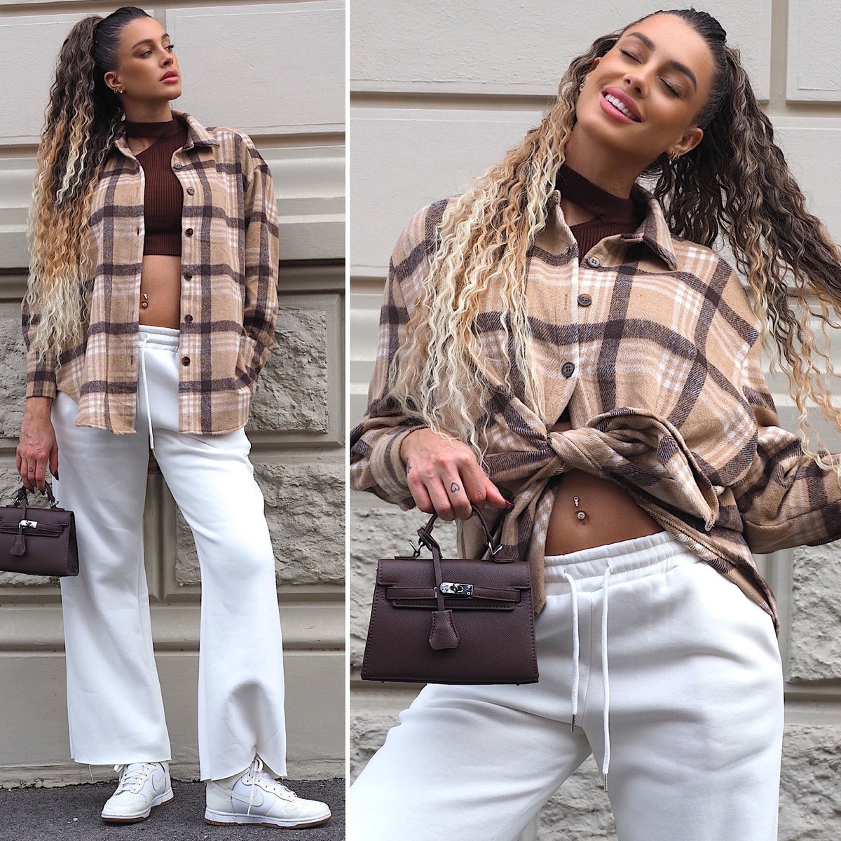 Giaccone in tweed Camel