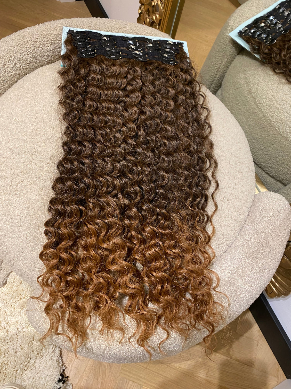 Maxi fascia Riccia con clip castano Degradè T1b/30