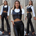 Completo smanicato e pantalone ecopelle