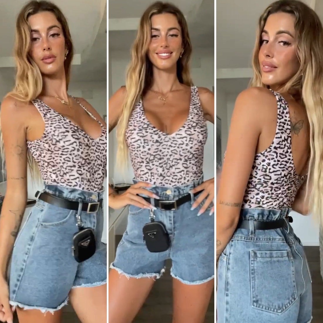 Short di jeans con borsetta