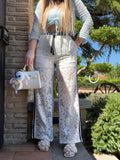 Pantalone in pizzo e denim