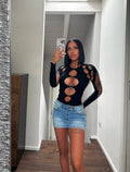 Body con spacchi nero