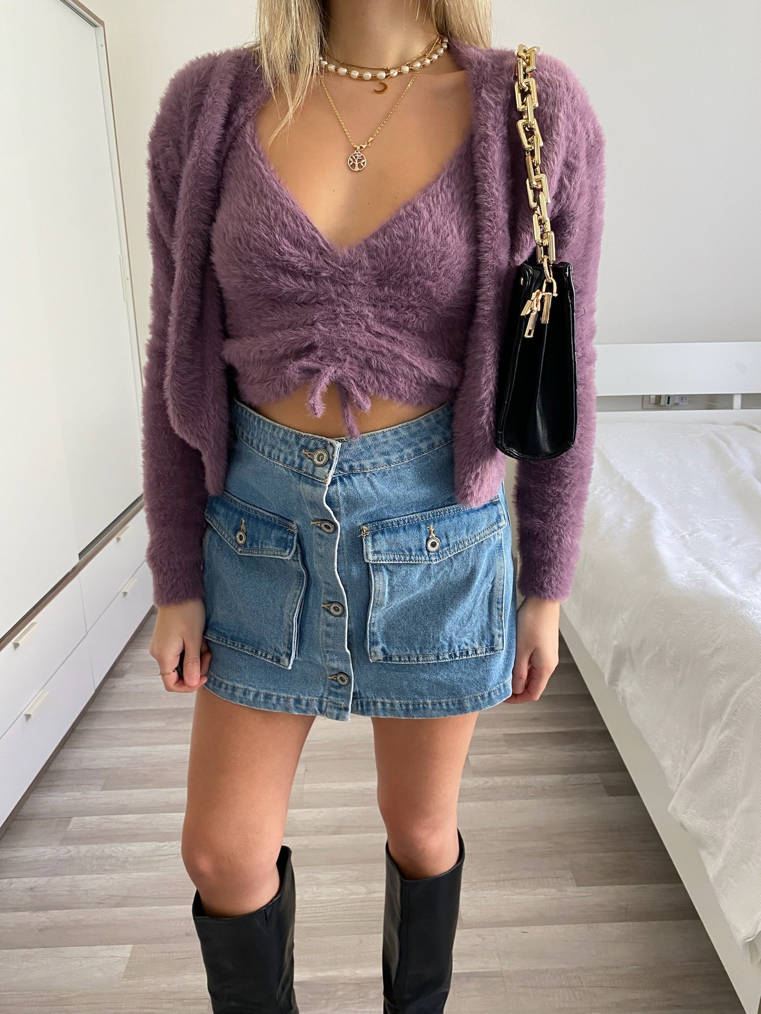 Due pezzi Cardigan e top glicine