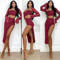 Completo top e gonna paillettes rosso