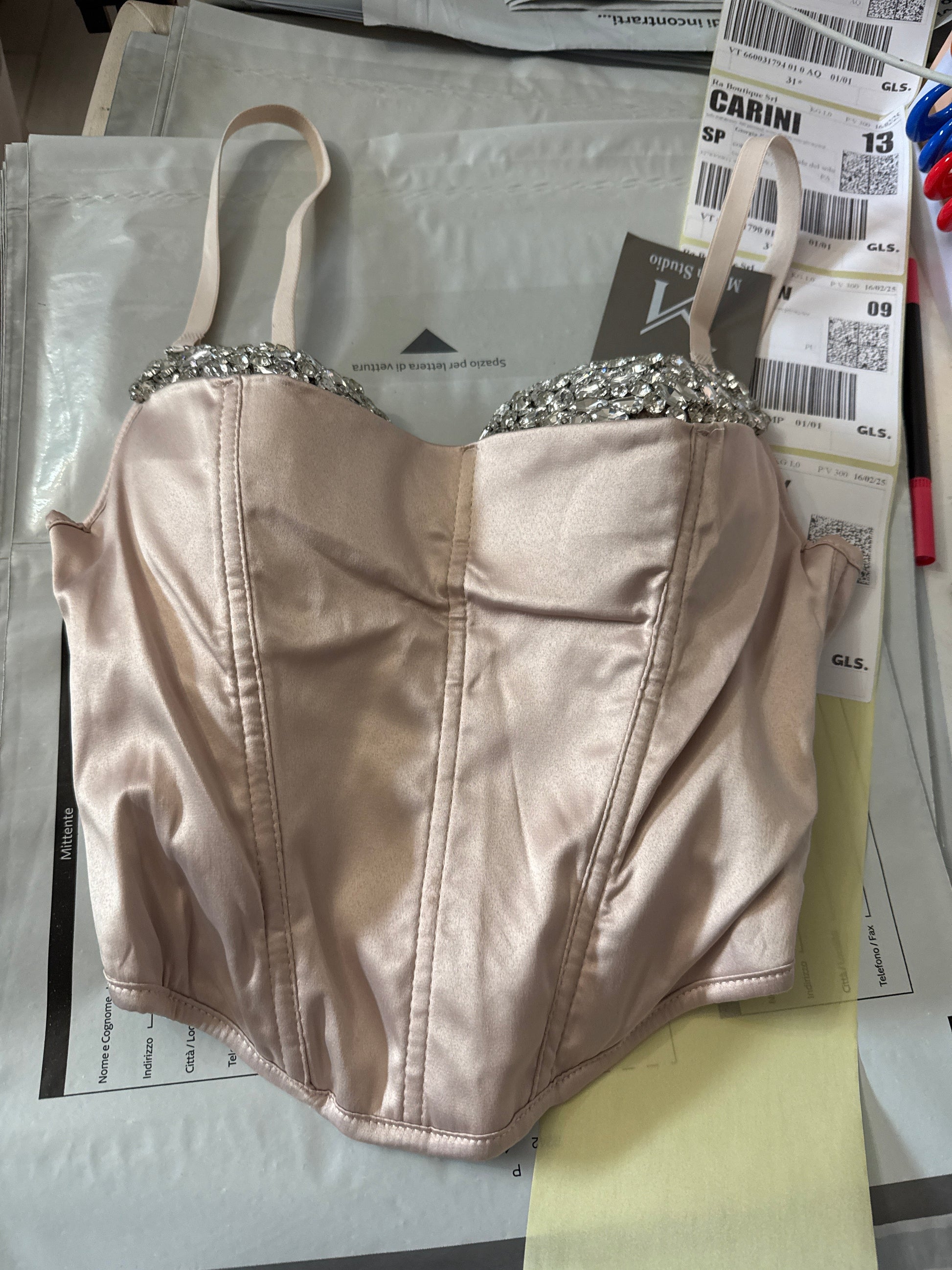 Bustino nude con strass