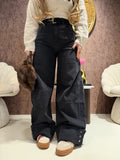 Jeans Turn Up Wide Leg con cintura