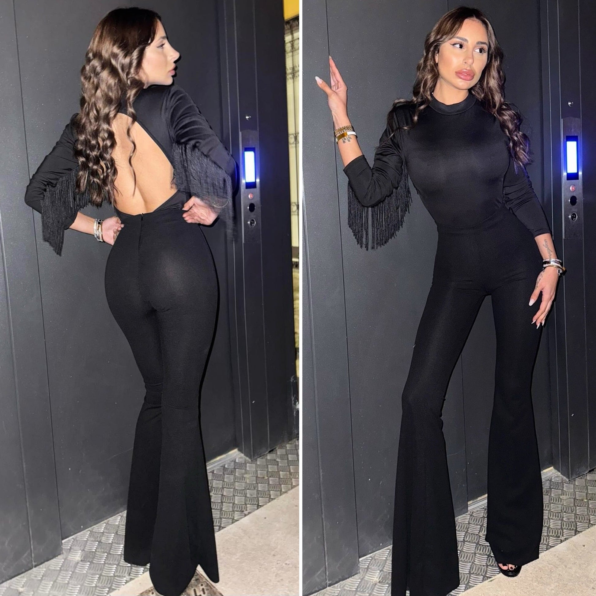 Pantalone nero a zampa
