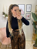 Pantalone in satin animalier
