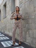 Completo giacca e pantalone cargo Camel