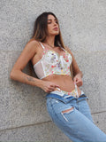 Set Bralette e slip bianco a fiori