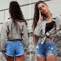 Short denim chiaro con strappini