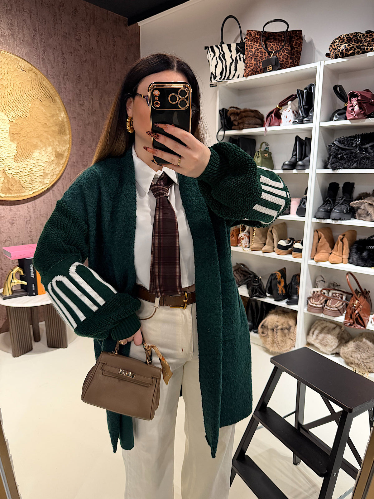 Cardigan lungo con polsino