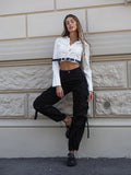 Camicia crop con cintura