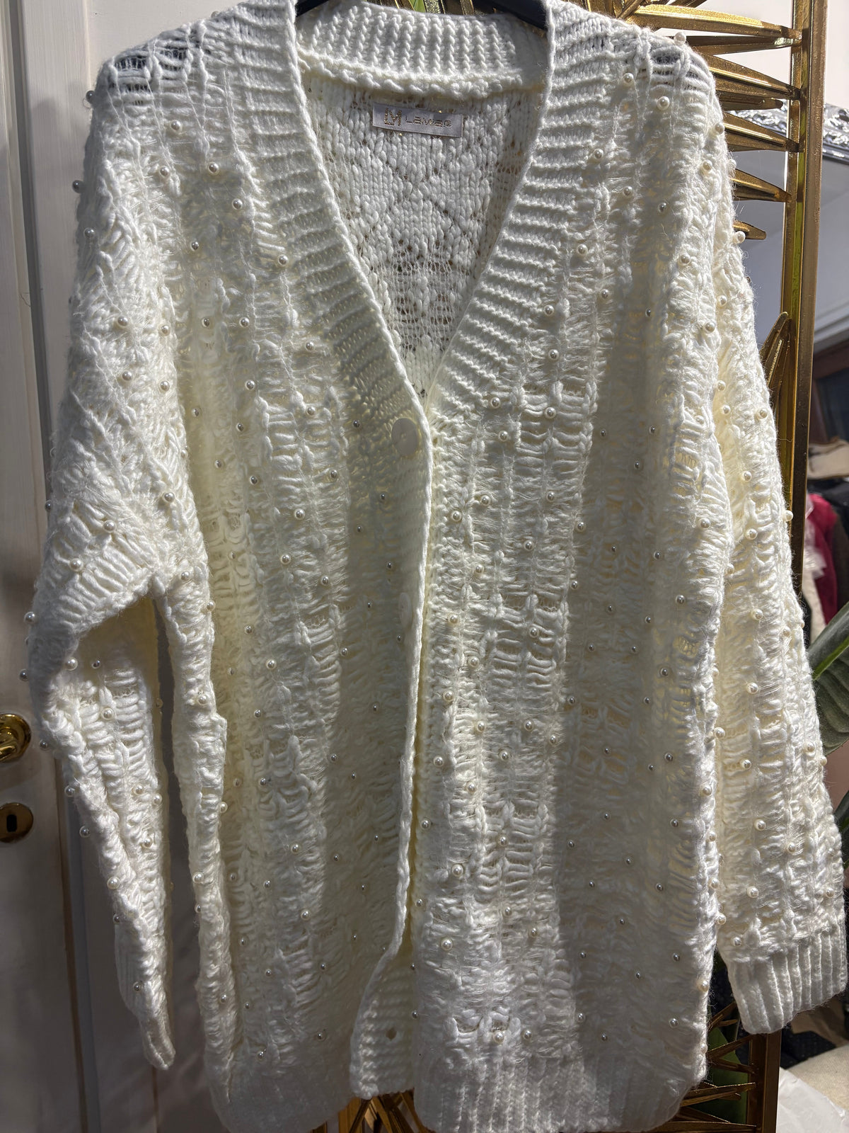Cardigan con perle
