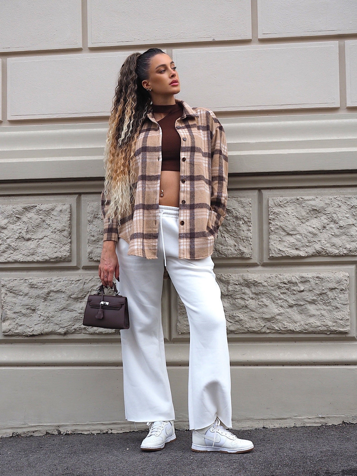 Giaccone in tweed Camel