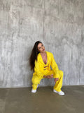 Set tre pezzi camicia top e pantalone giallo