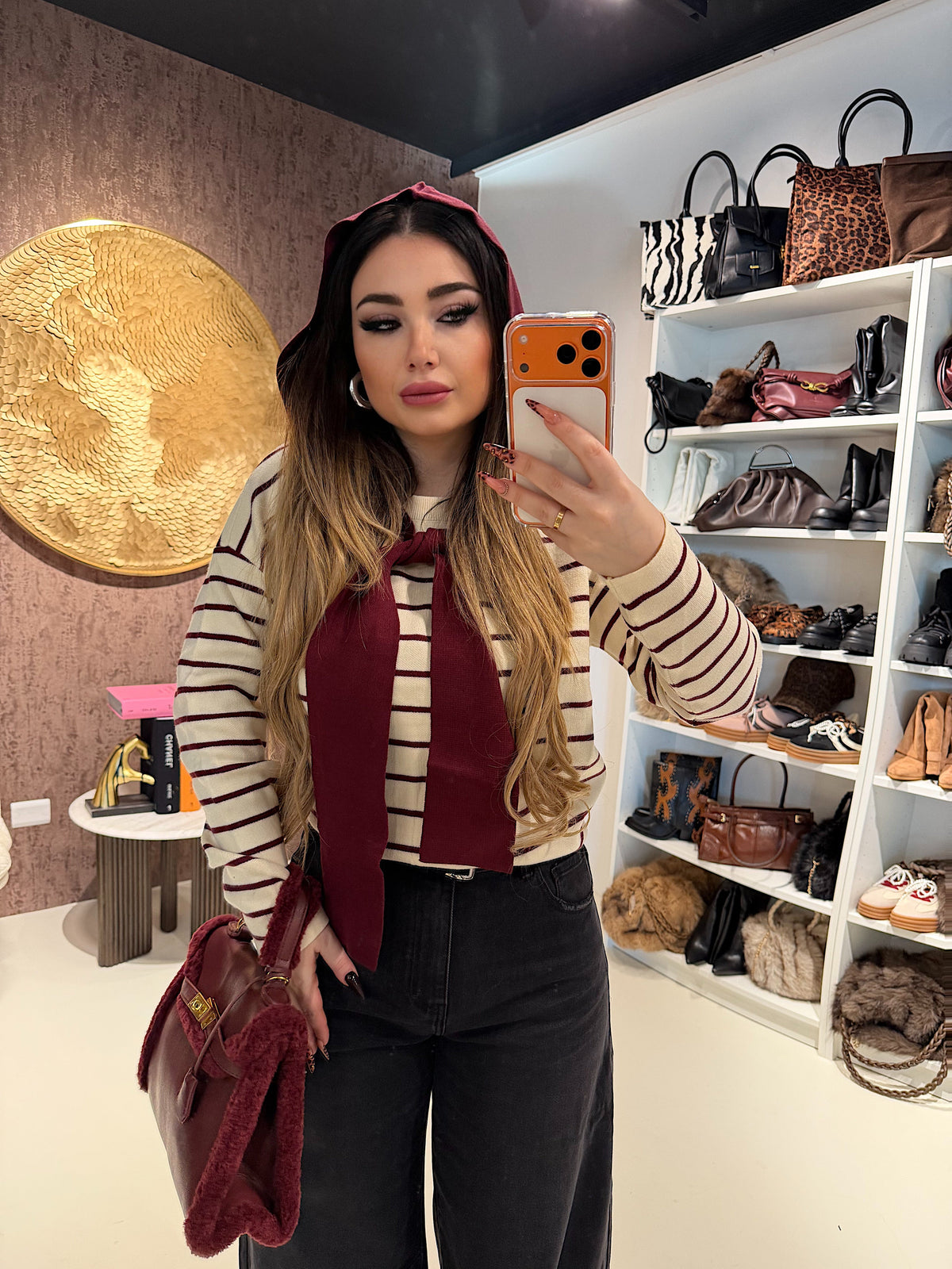 Maglia Parisienne a righe con spalla sciarpa