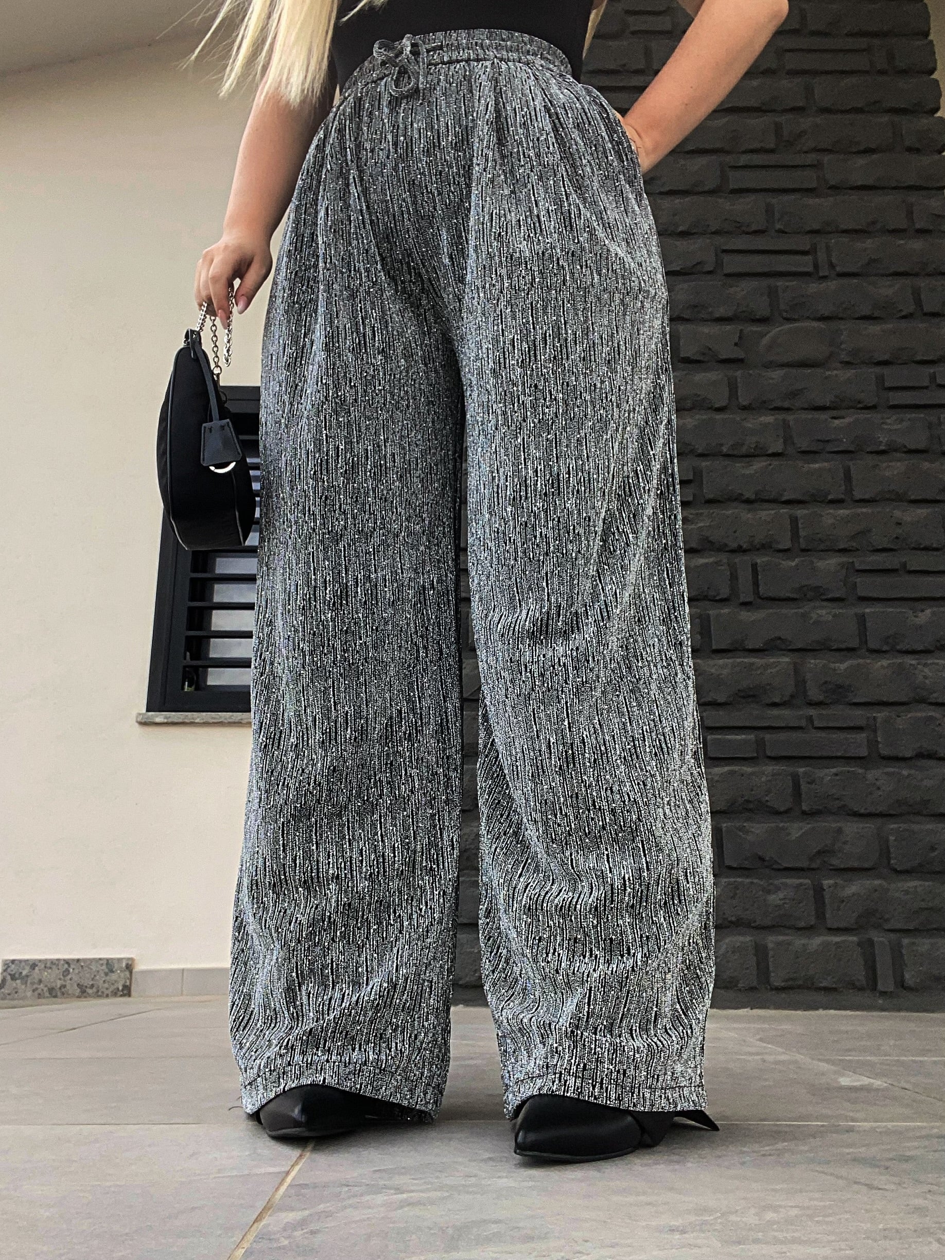 Pantalone glitter silver