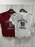 T-shirt crop in pizzo