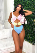 Body mare bikini due pezzi con sole rosa