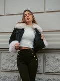 Giaccone in jeans con pelo
