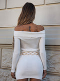Abito in maglia bianco scollo a barca