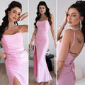 Abito a sirena con push up e incrocio rosa bubble
