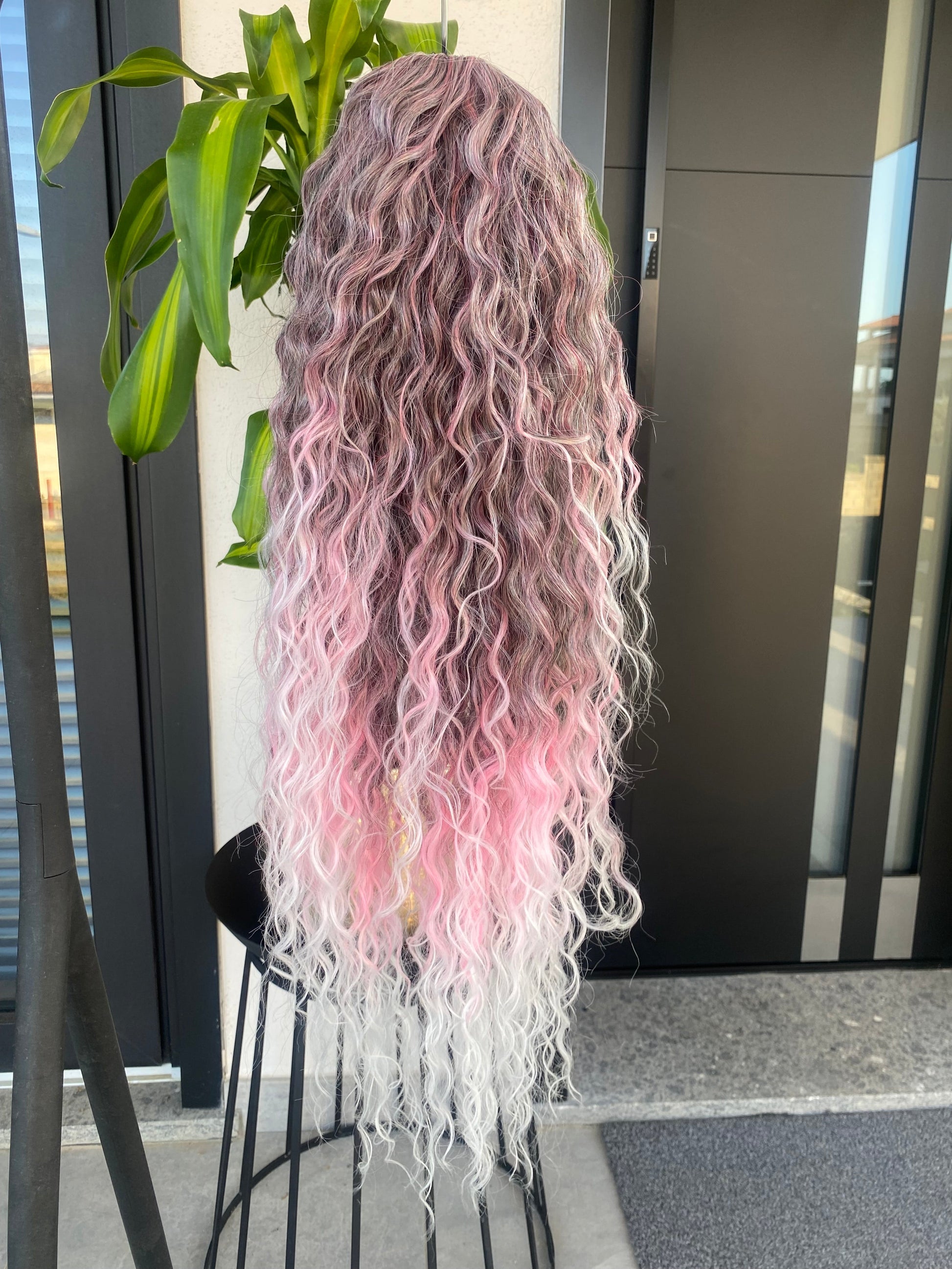 Coda #T-PINK riccia con Coulisse Rosa Degradè