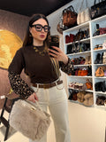 Maglione maniche maculato