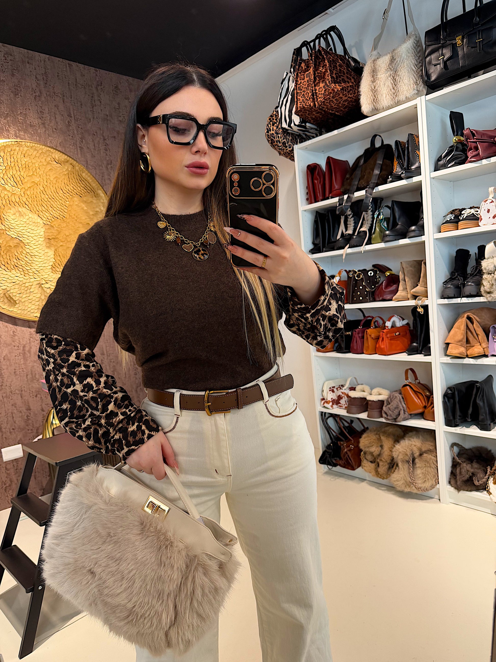 Maglione maniche maculato