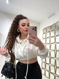 Felpa cropped con cappuccio