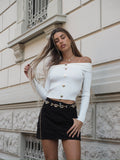 Maglioncino bianco scollo a barchetta con cuori