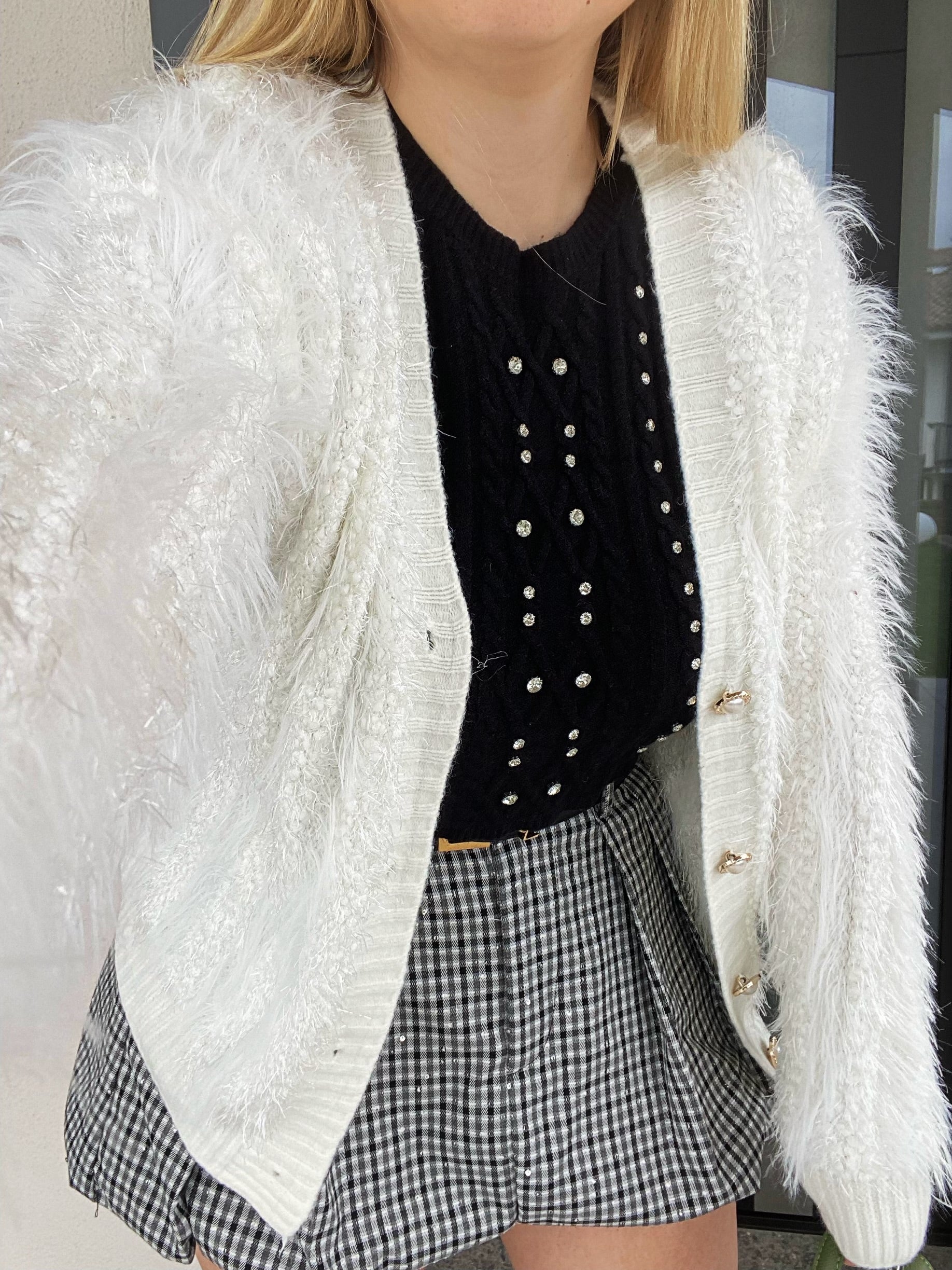 Cardigan super soft bianco con bottoni