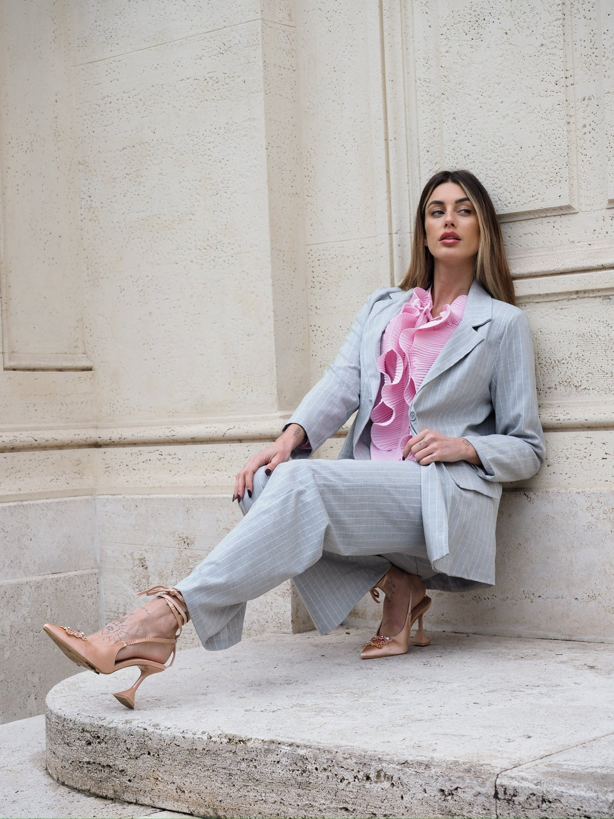 Completo gessato grigio