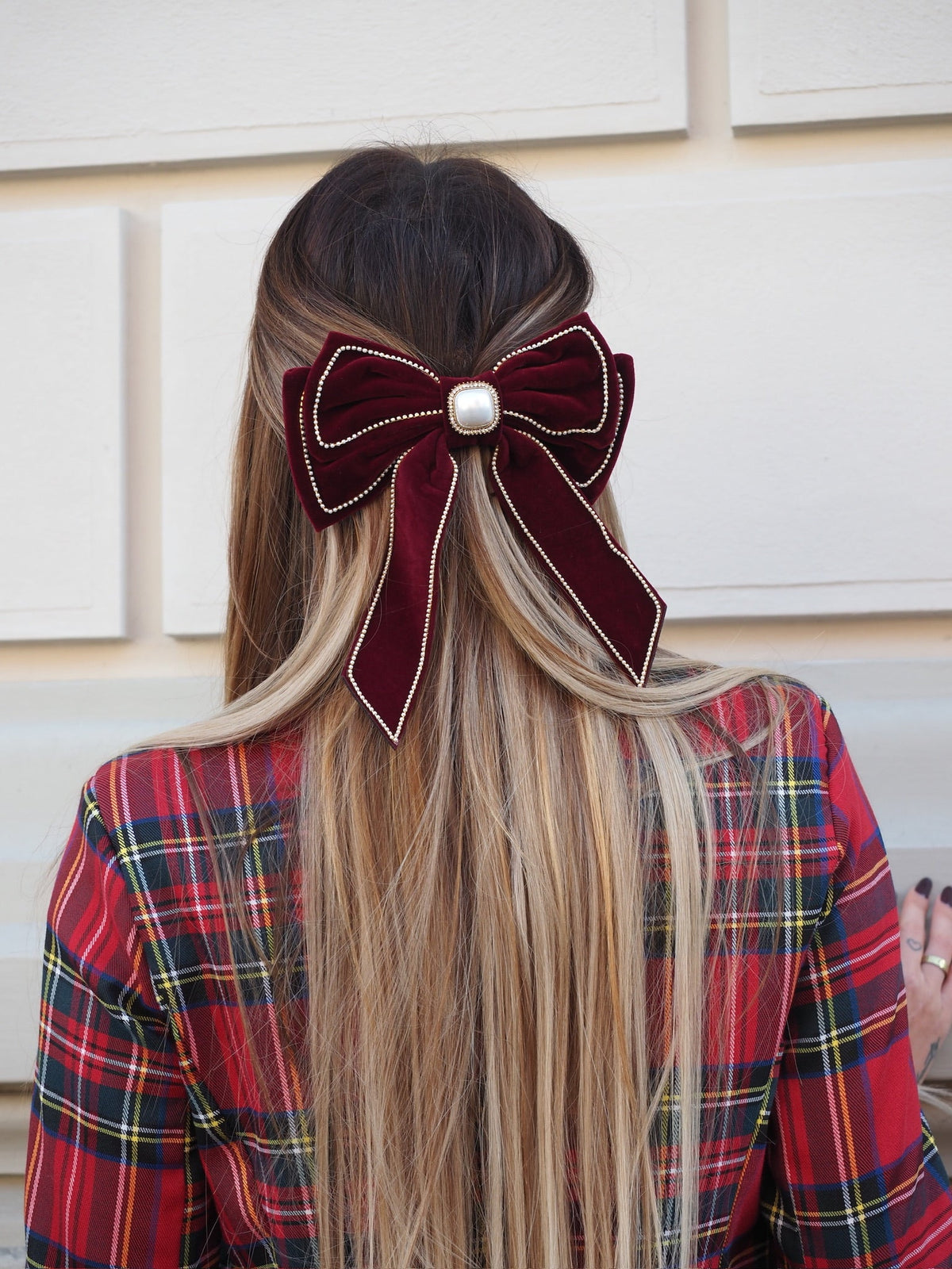 Fiocco per capelli con perla e strass