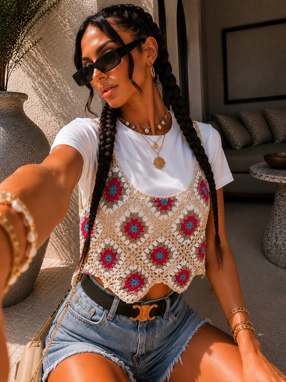 T-Shirt Crochet Flower Layer