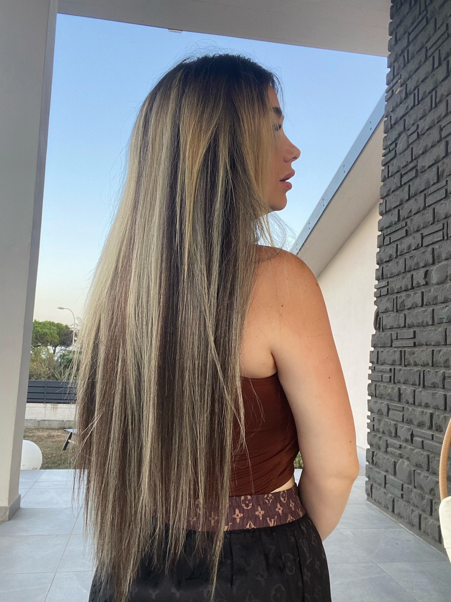 Extension 7 clip liscia Biondo platino castano naturale