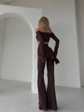 Due pezzi top e pantalone moka