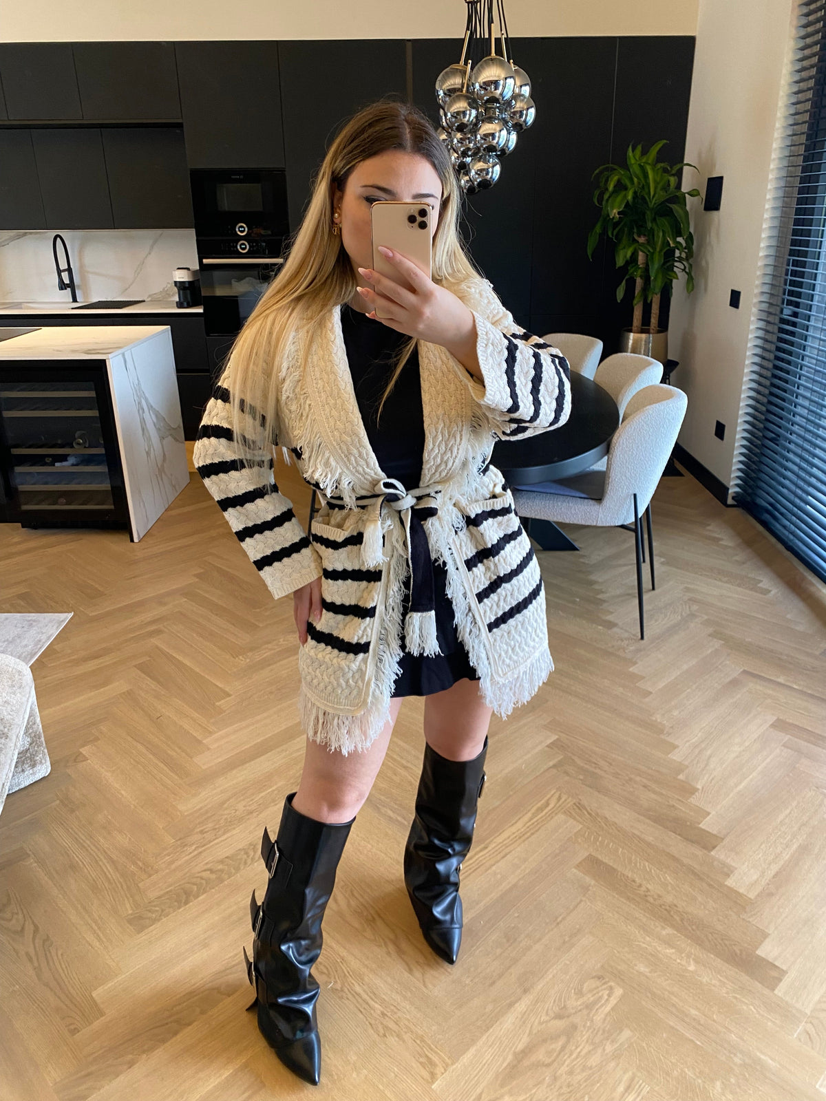 Cardigan bianco nero