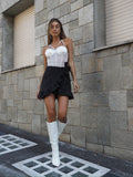 Body bianco con pizzo e trasparenza dettaglio silver