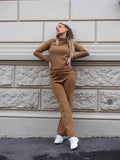 Completo basic maglia e pantalone Camel
