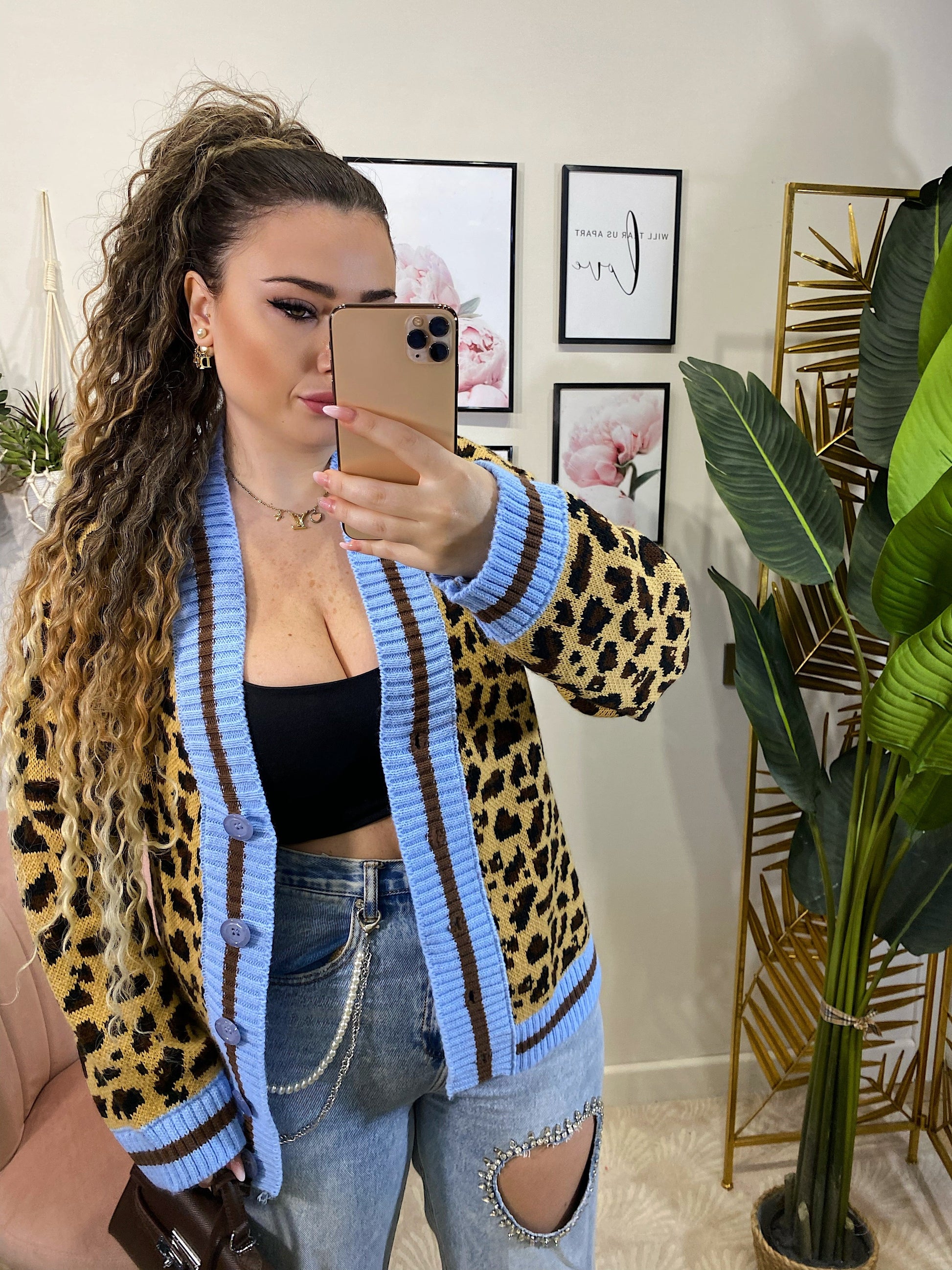 Cardigan animalier celeste