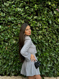 Camicia gessata grigio perla