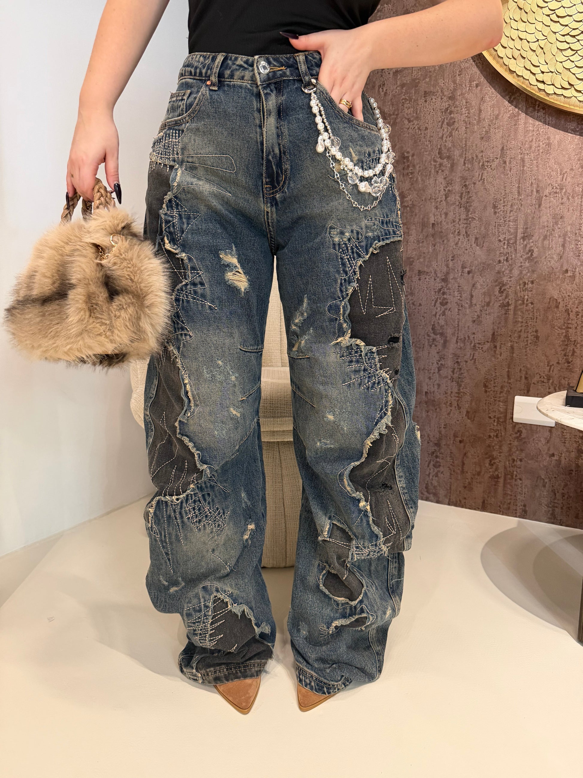 Jeans Ballon con Catenina