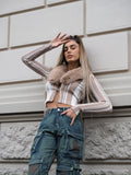 Maglione con pelliccia camel