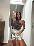 Short argento con elastico