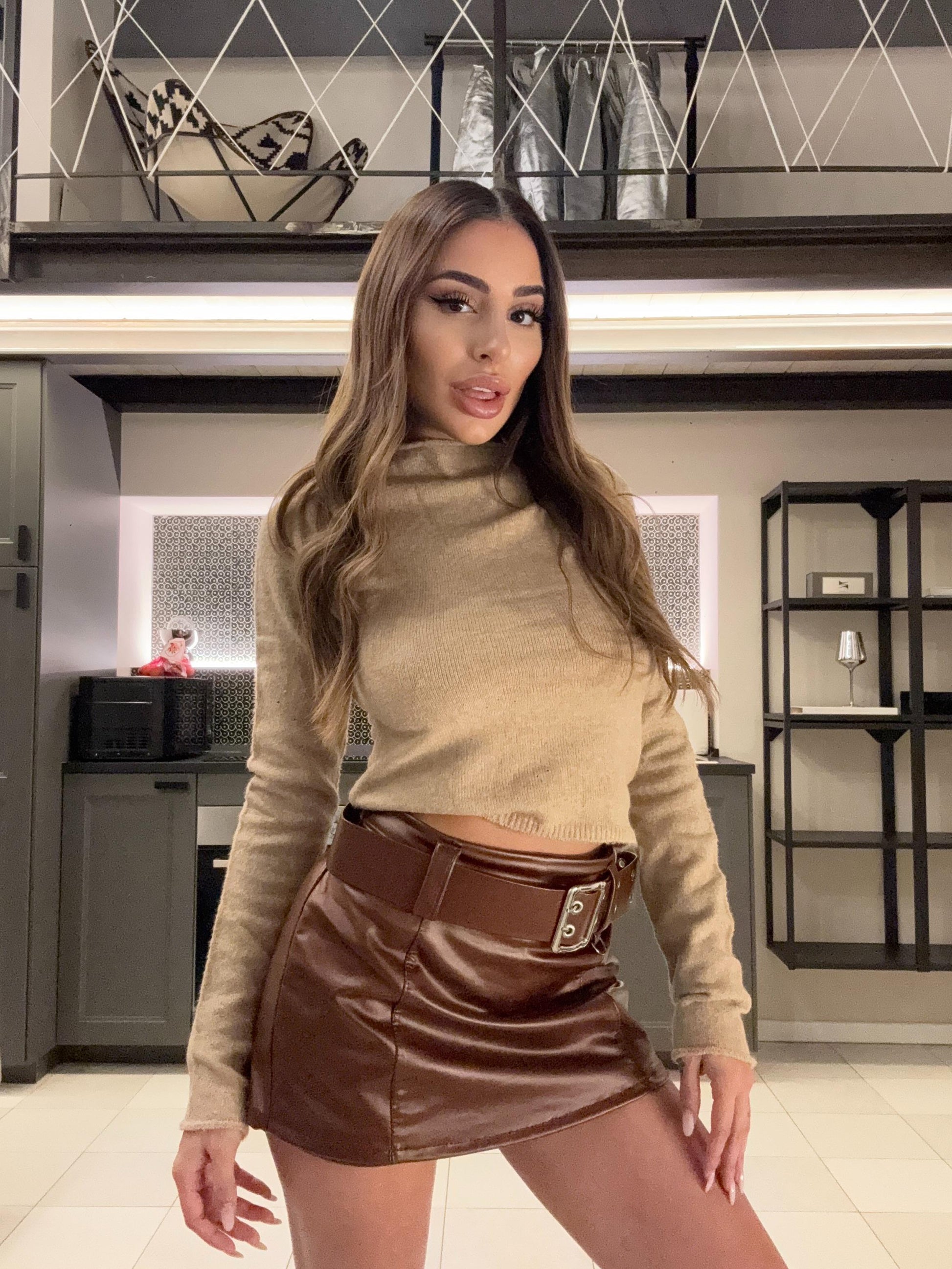 Gonna pantalone choco con cintura