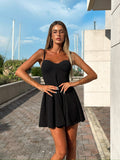 Abito corto nero con strass