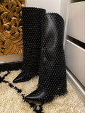 Stivale nero con strass