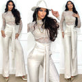 Pantalone vita alta con fusciacca beige